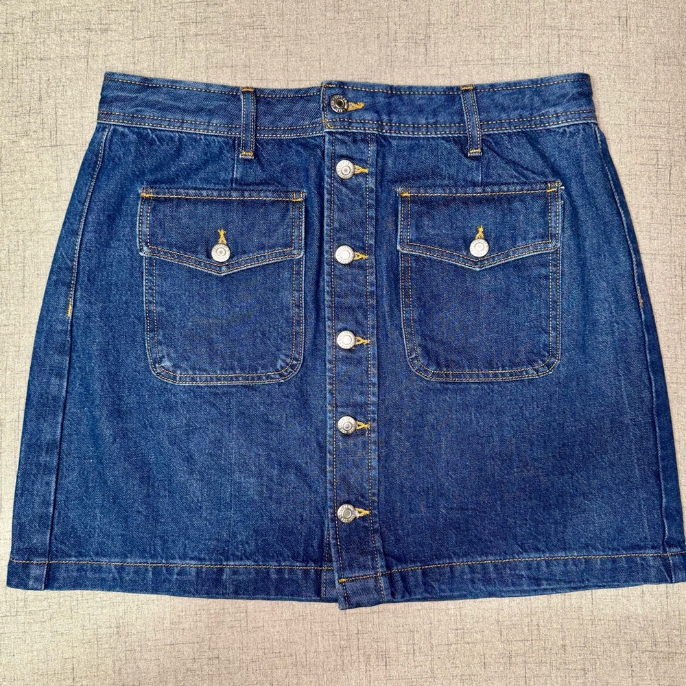 Loft Patch Pocket Button Front Denim Mini Skirt I… - image 8